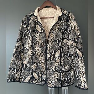 Chico's Neutral Animal -Print Quilted Reversible Blazer Jacket